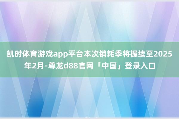 凯时体育游戏app平台本次销耗季将握续至2025年2月-尊龙d88官网「中国」登录入口